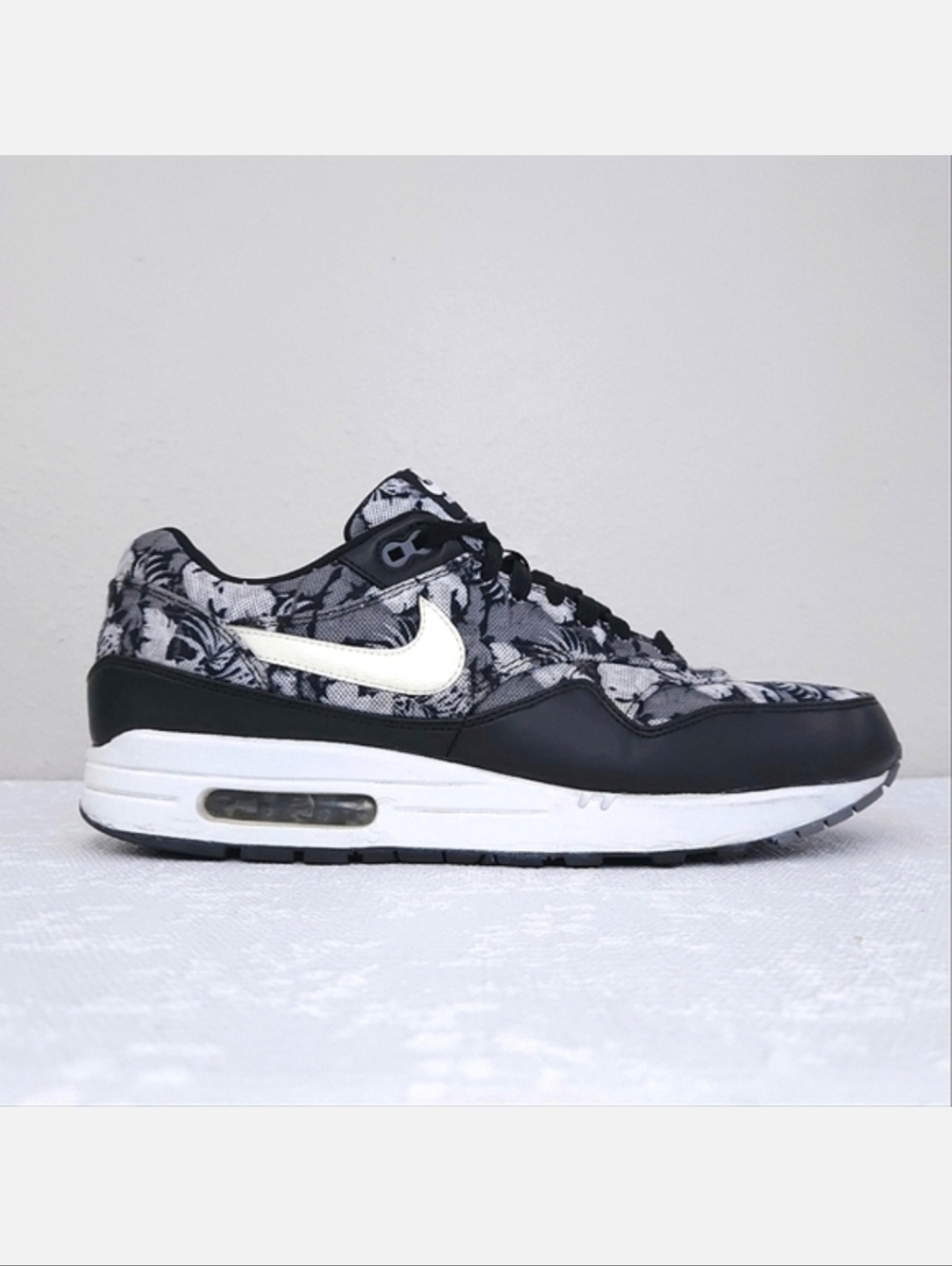 NIKE Air Max 1 GPX Floral Athletic Sneakers Men's US 11 Black Gray White Shoes